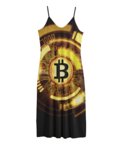 Bitcoin Crypto Symbol Print Jersey Midi Cami Dress
