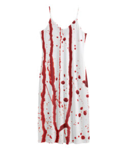 Flowing Red Blood Print Jersey Midi Cami Dress