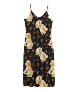 Labrador Retriever Puppy Pattern Print Jersey Midi Cami Dress