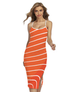 Salmon Print Cross Back Cami Dress
