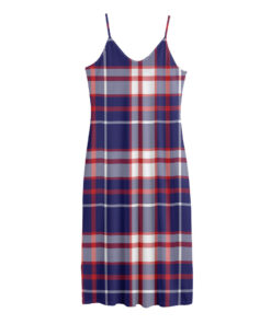 USA Patriotic Plaid Print Jersey Midi Cami Dress