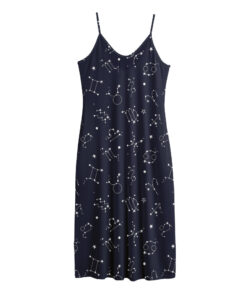 Zodiac Star Signs Pattern Print Jersey Midi Cami Dress