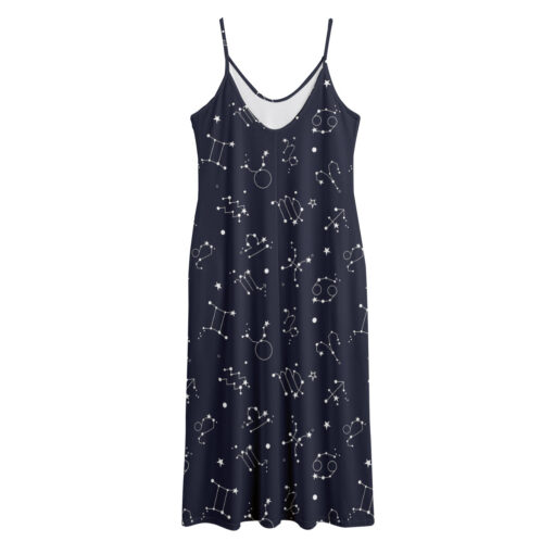 Zodiac Star Signs Pattern Print Jersey Midi Cami Dress