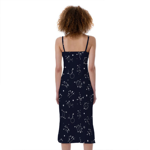 Zodiac Star Signs Pattern Print Slim Fit Midi Cami Dress