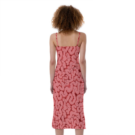 Zombie Brain Print Slim Fit Midi Cami Dress